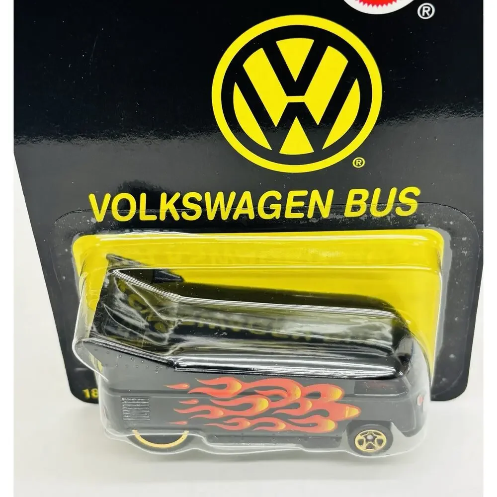 Hot Wheels VW Volkwagen Drag Bus Black Flames Limited Edition 18665 w/ Protector